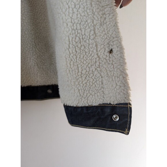 Levi’s Sherpa Trucker Jacket Mens Sz M Blue Denim  Vintage Y2K Style Workwear - Picture 10 of 15